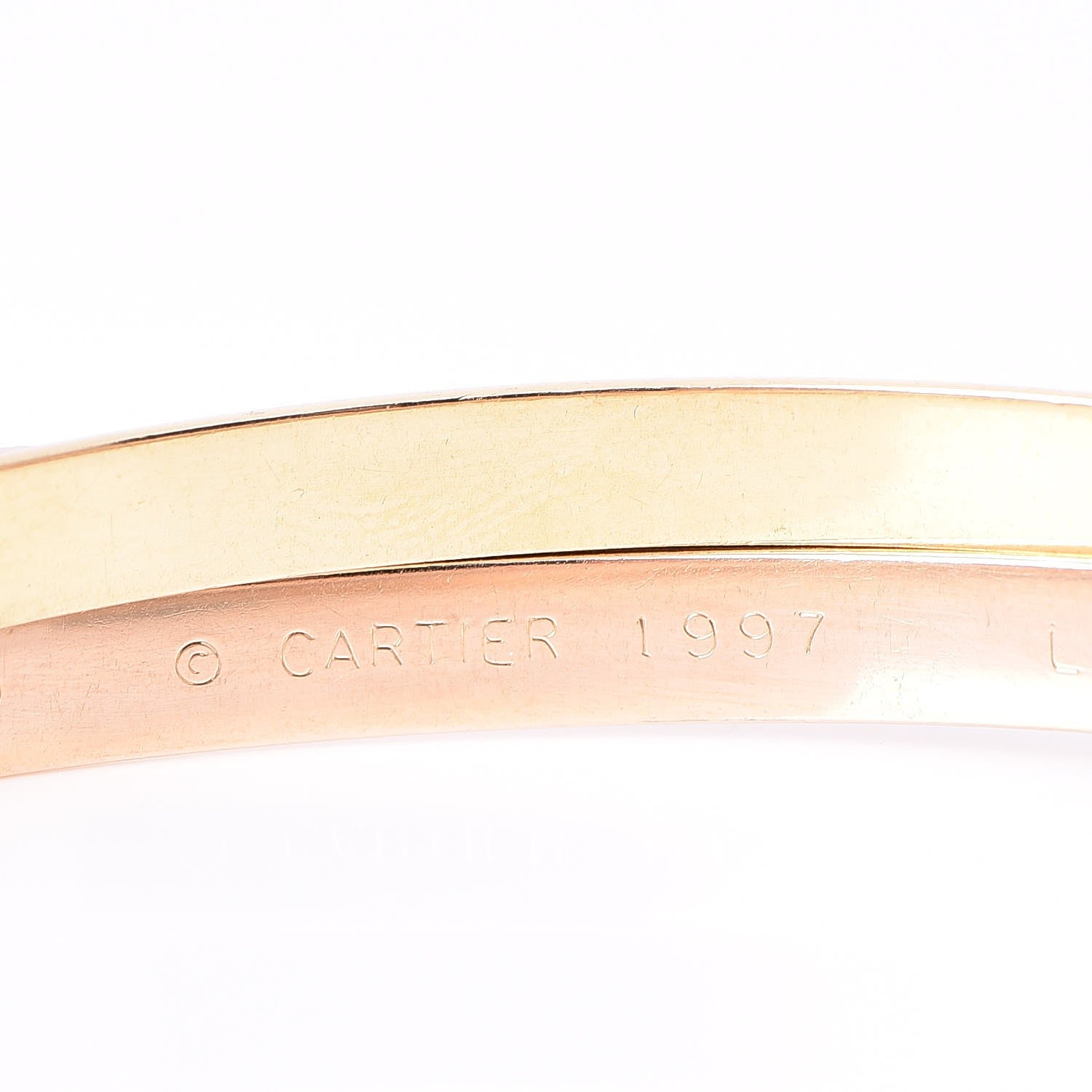 Cartier 18K Pink Yellow White Gold Trinity Bangle 5 of 8