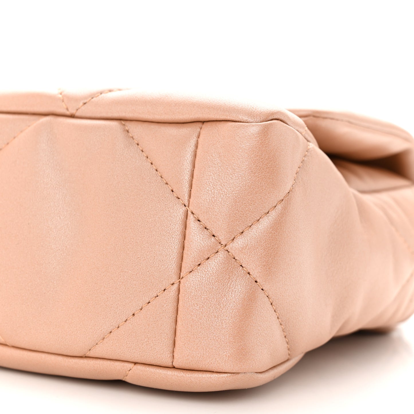 Shiny Lambskin Quilted Medium Chanel 19 Flap Beige