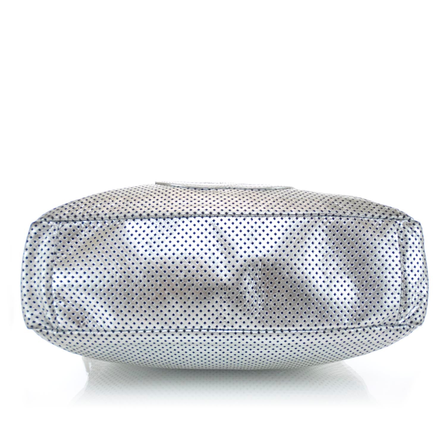 Chanel Metallic Glazed Calfskin Perforated Medium Rodeo Drive Tote Silver 5 of 11