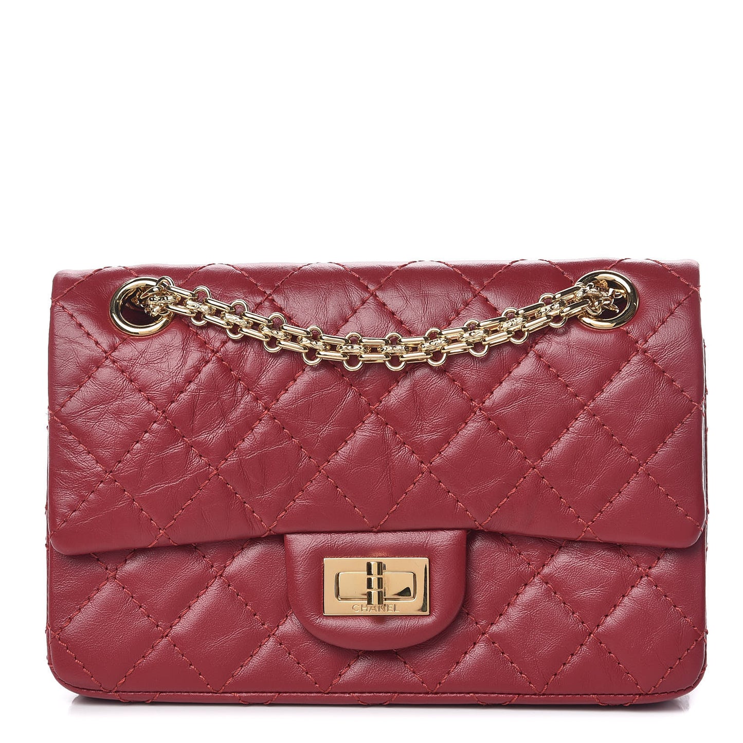 Aged Calfskin Quilted 2.55 Reissue Mini Flap Red