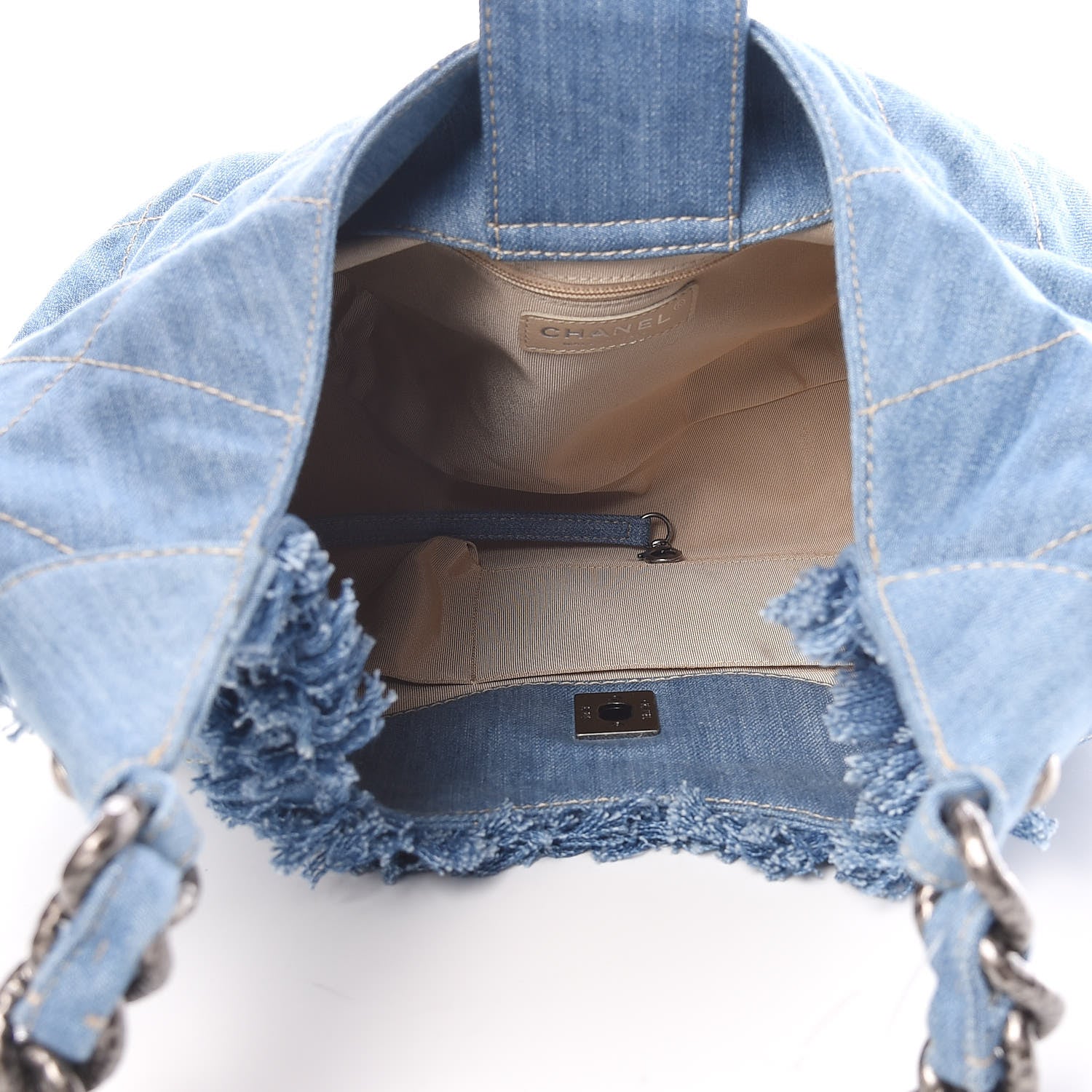 Chanel Denim Quilted Chain Hobo Light Blue 5 of 9