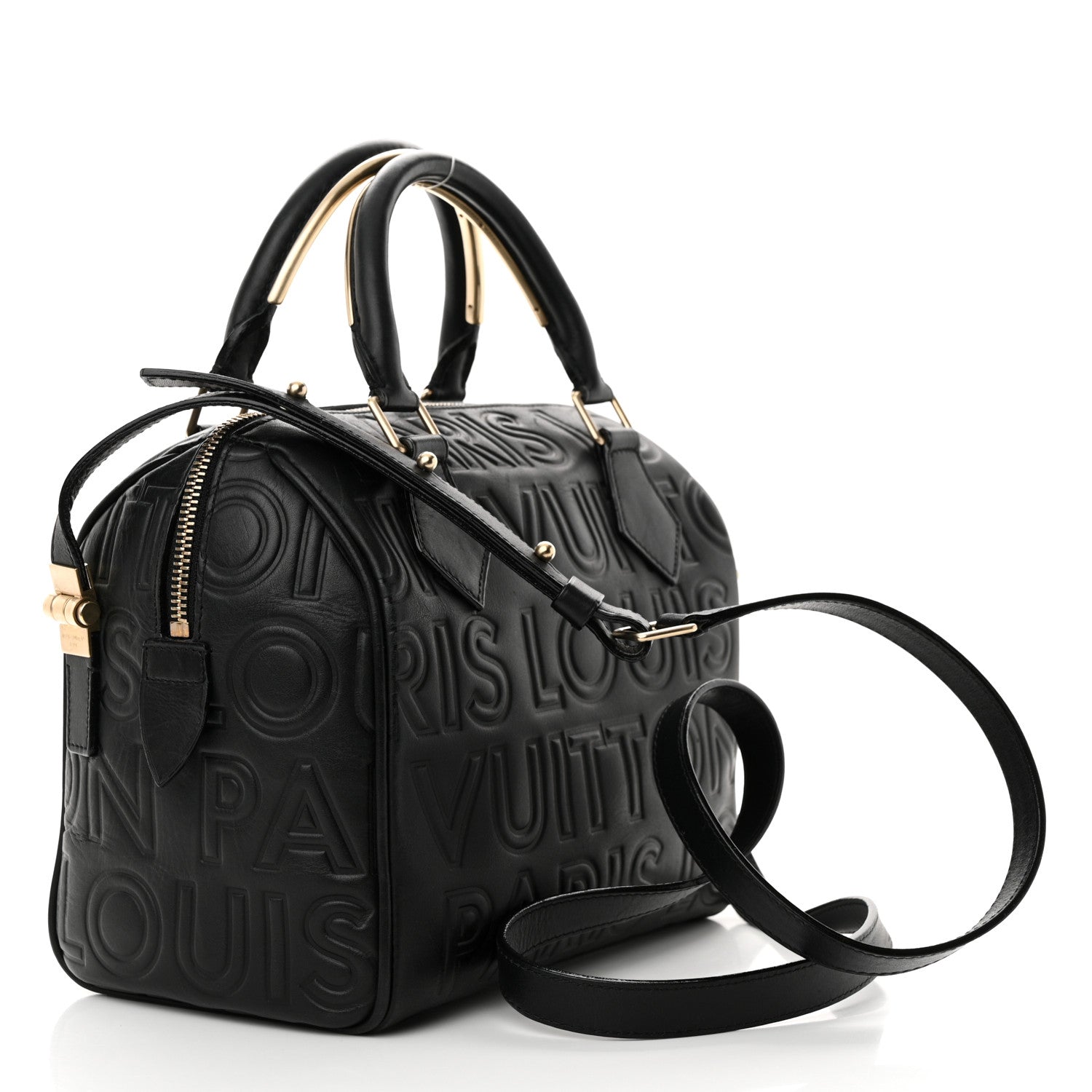 Louis Vuitton Calfskin Embossed Mini Cube Speedy Black 3 of 9