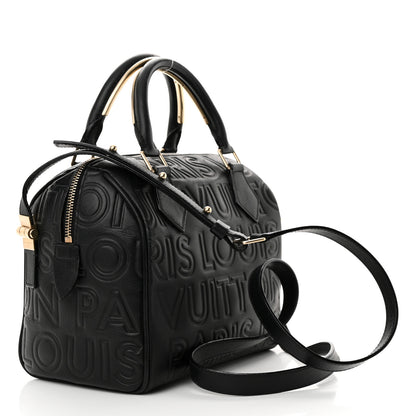 Louis Vuitton Calfskin Embossed Mini Cube Speedy Black 3 of 9