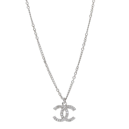 Chanel Crystal CC Necklace Silver 1 of 7