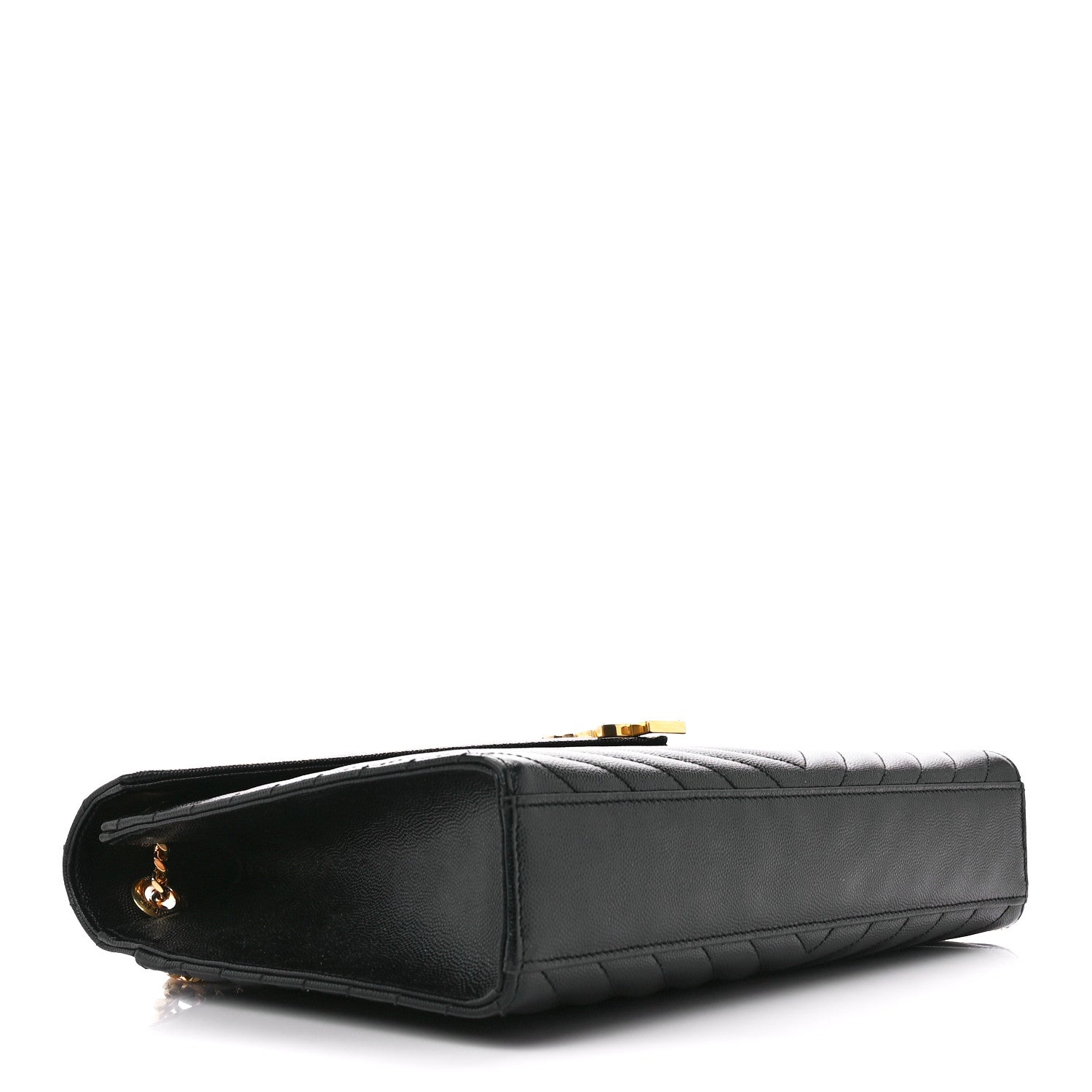 Saint Laurent Grain De Poudre Matelasse Chevron Large Monogram Satchel Black 4 of 13