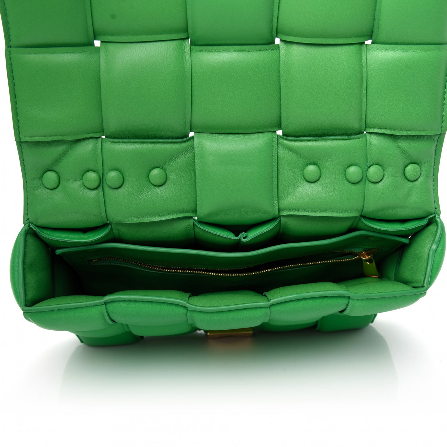Lambskin Maxi Intreccio Padded Chain Cassette Crossbody Bag Grass