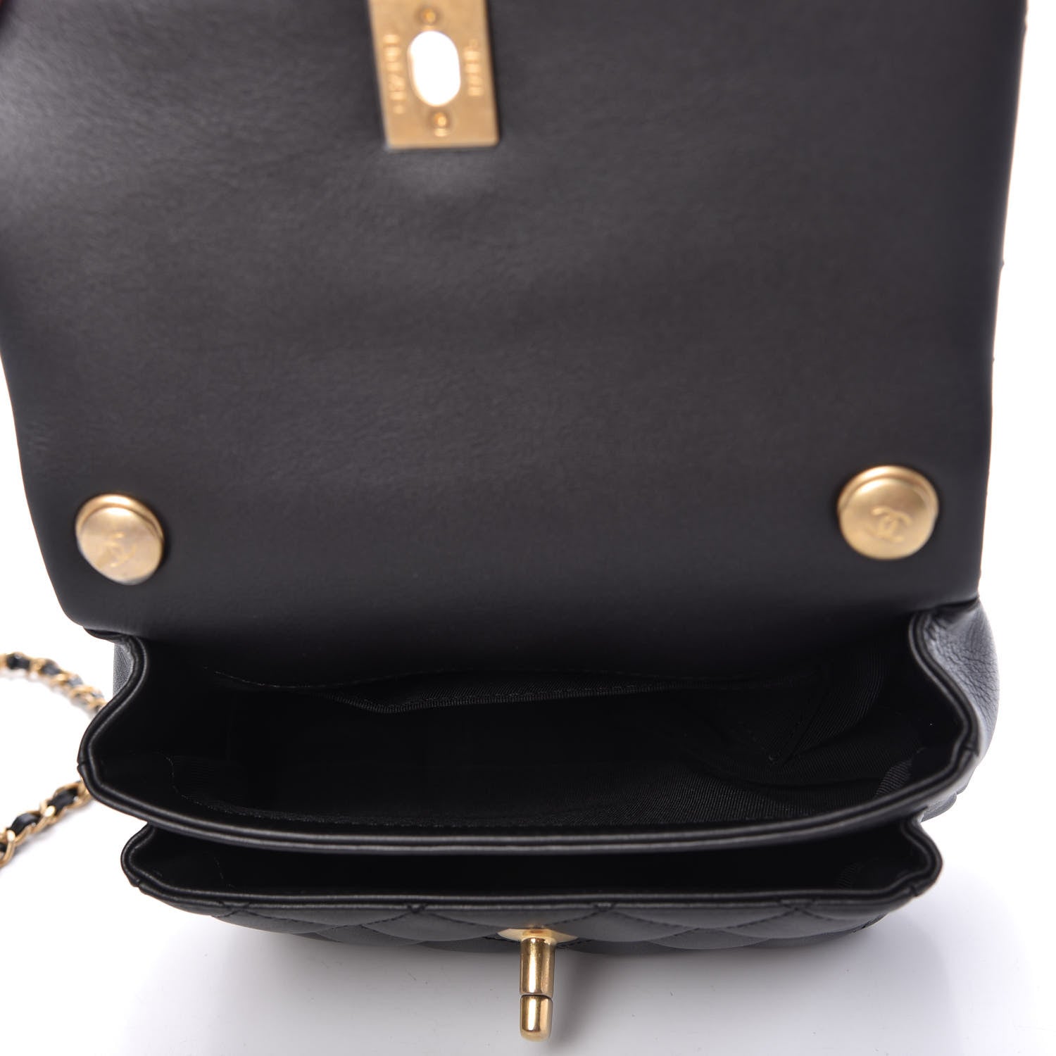 Chanel Calfskin Quilted Top Handle Flap Black 5 of 11
