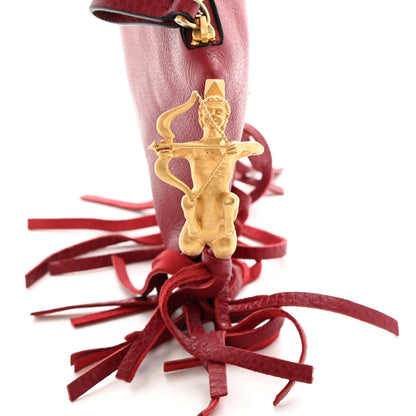 Valentino Garavani Grained Calfskin C-Rockee Sagittarius Fringe Clutch Scarlet 13 of 15