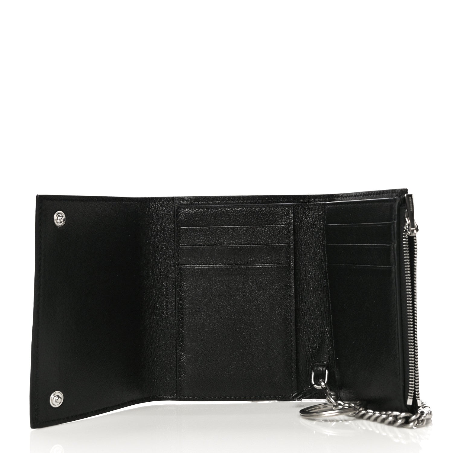 Balenciaga Grained Calfskin Logo Cash Chain Wallet Black White 7 of 13