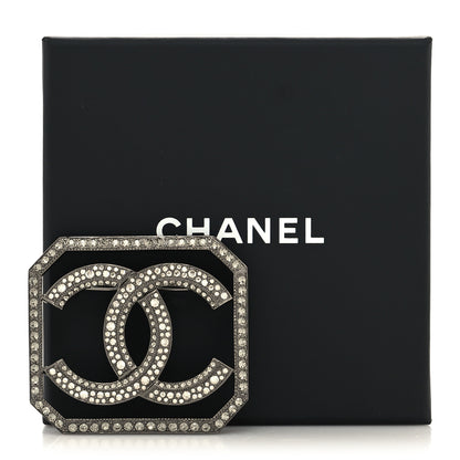 Chanel Metal Crystal CC Square Brooch Ruthenium 4 of 4