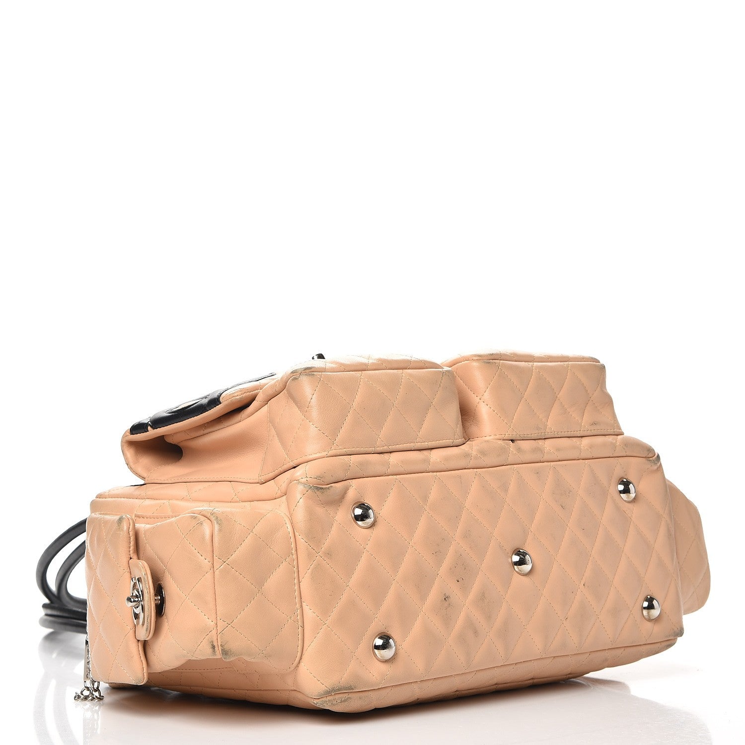 Chanel Calfskin Quilted Large Cambon Multipocket Reporter Beige Black 4 of 21