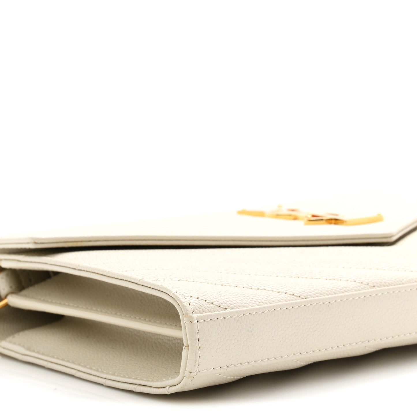 Grain De Poudre Matelasse Chevron Monogram Chain Wallet Crema Soft