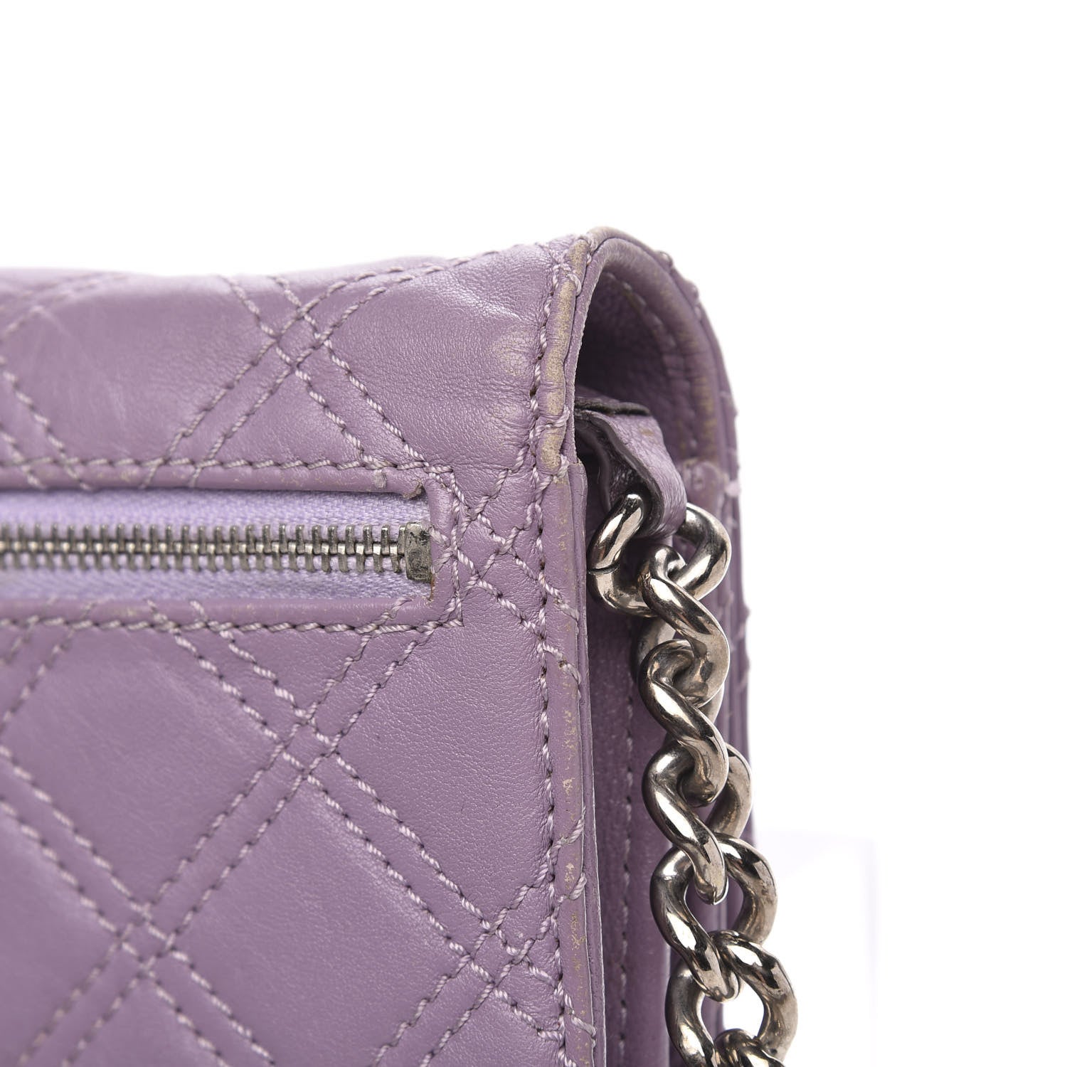 Marc Jacobs Lambskin Quilted Chain Wallet Light Purple 10 of 12