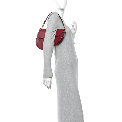 Christian Dior Grained Calfskin Saddle Bag Red 2 of 14