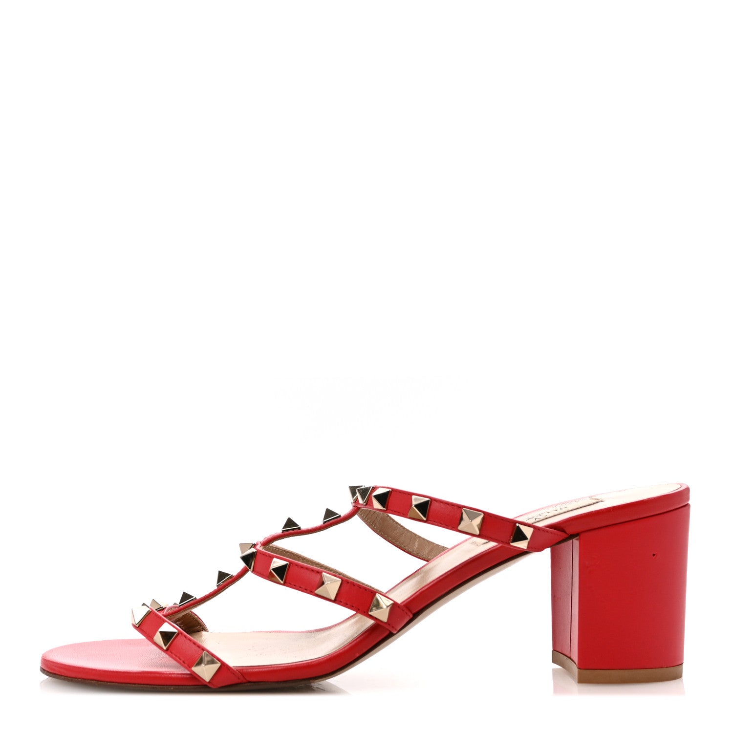 Valentino Garavani Calfskin Nappa Rockstud 60mm Caged Slide Sandals 41 Rosso Valentino 1 of 12