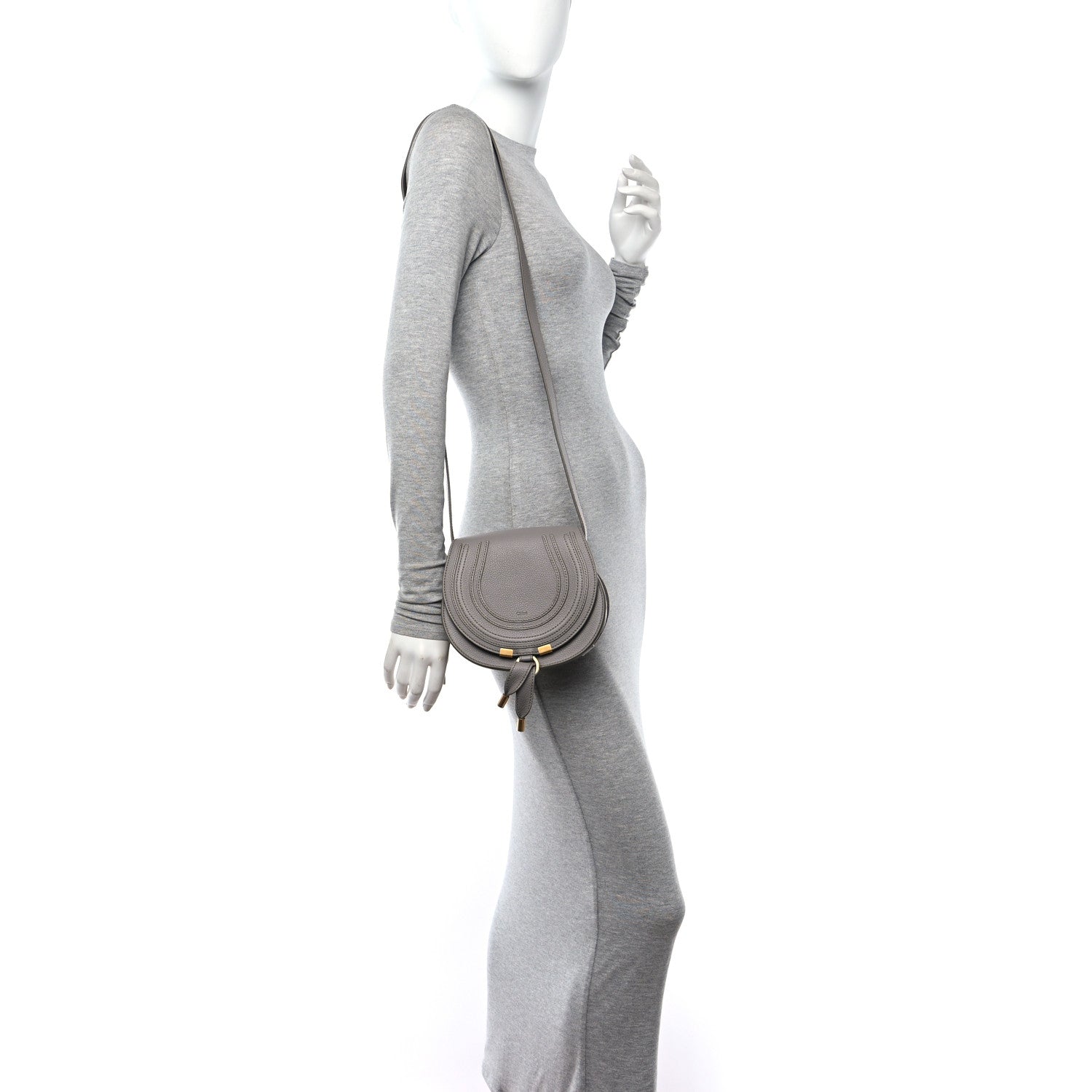 Chloe Calfskin Mini Marcie Round Crossbody Bag Cashmere Grey 2 of 12
