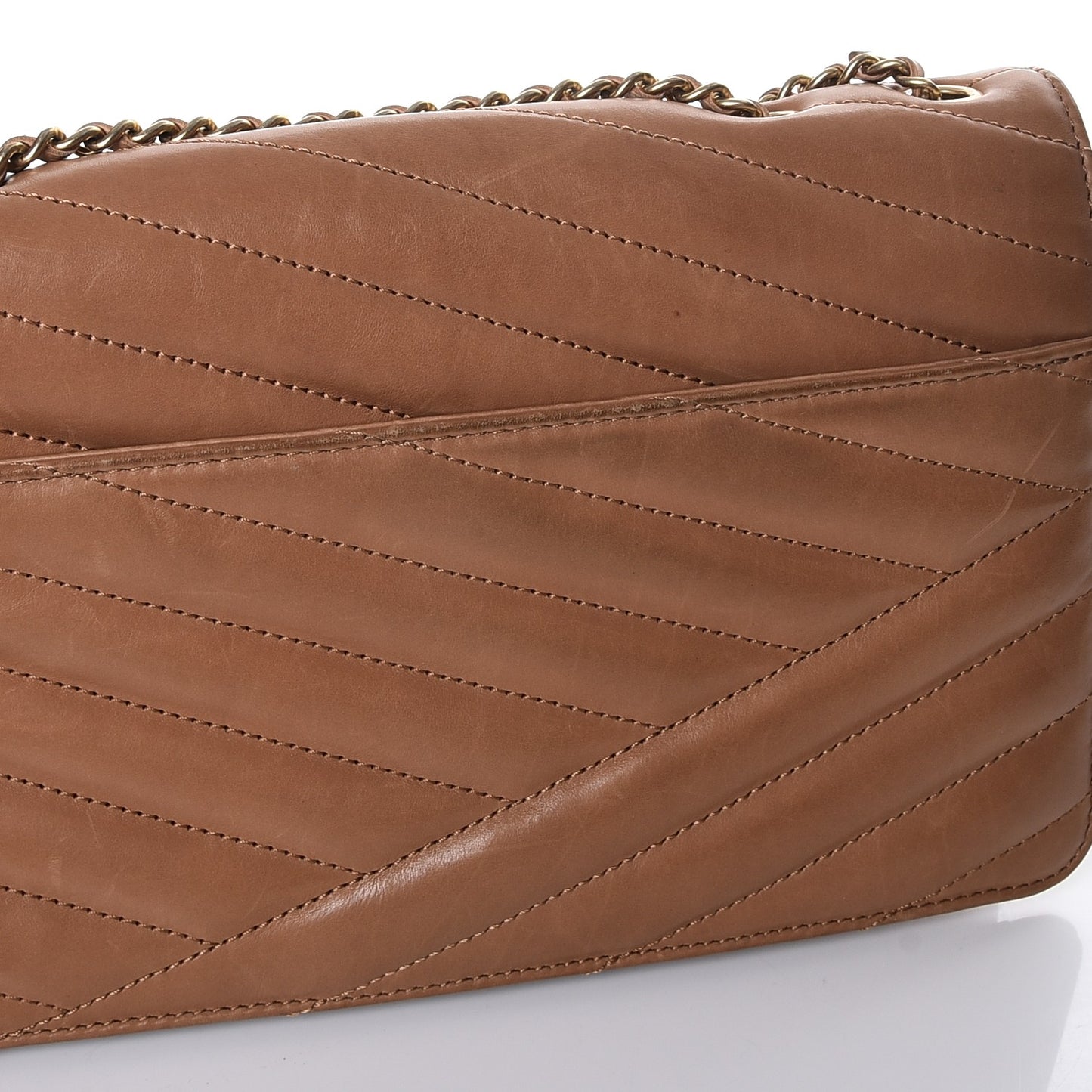 Calfskin Chevron Gabrielle Flap Brown