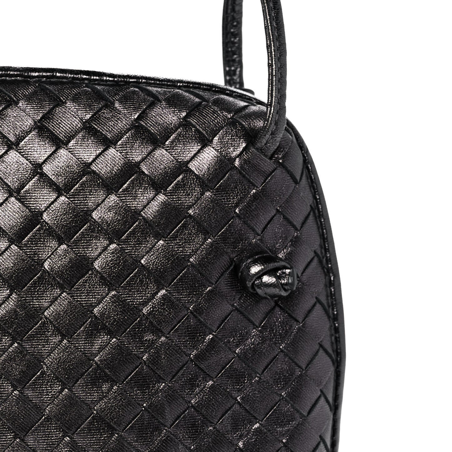 Metallic Nappa Intrecciato Nodini Crossbody Messenger Dark Grey