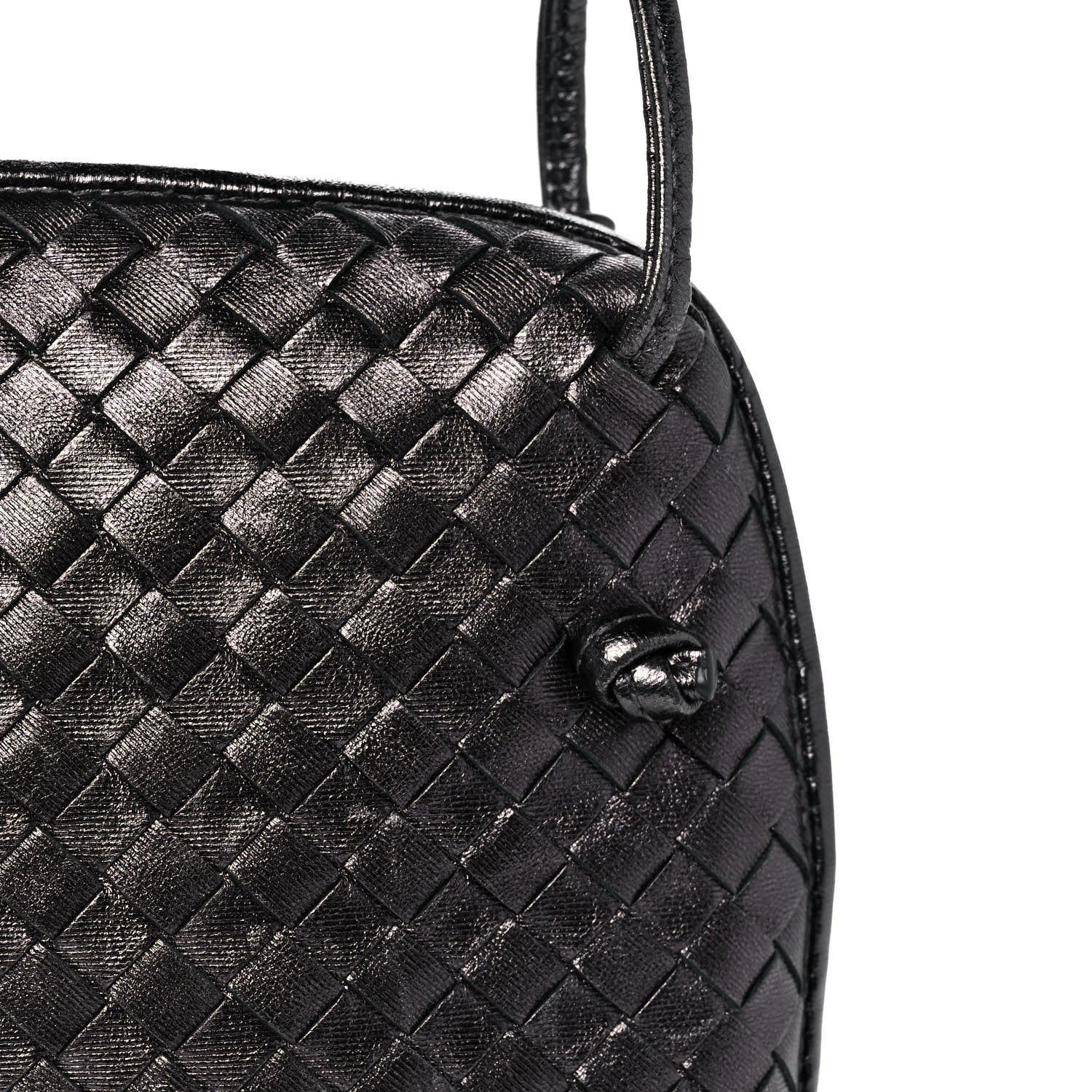Bottega Veneta Metallic Nappa Intrecciato Nodini Crossbody Messenger Dark Grey 8 of 12