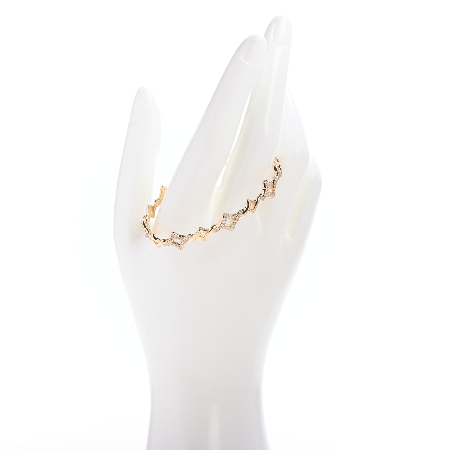 David Yurman 18K Yellow Gold Pave Diamond Venetian Quatrefoil Single Row Cuff Bracelet 2 of 4