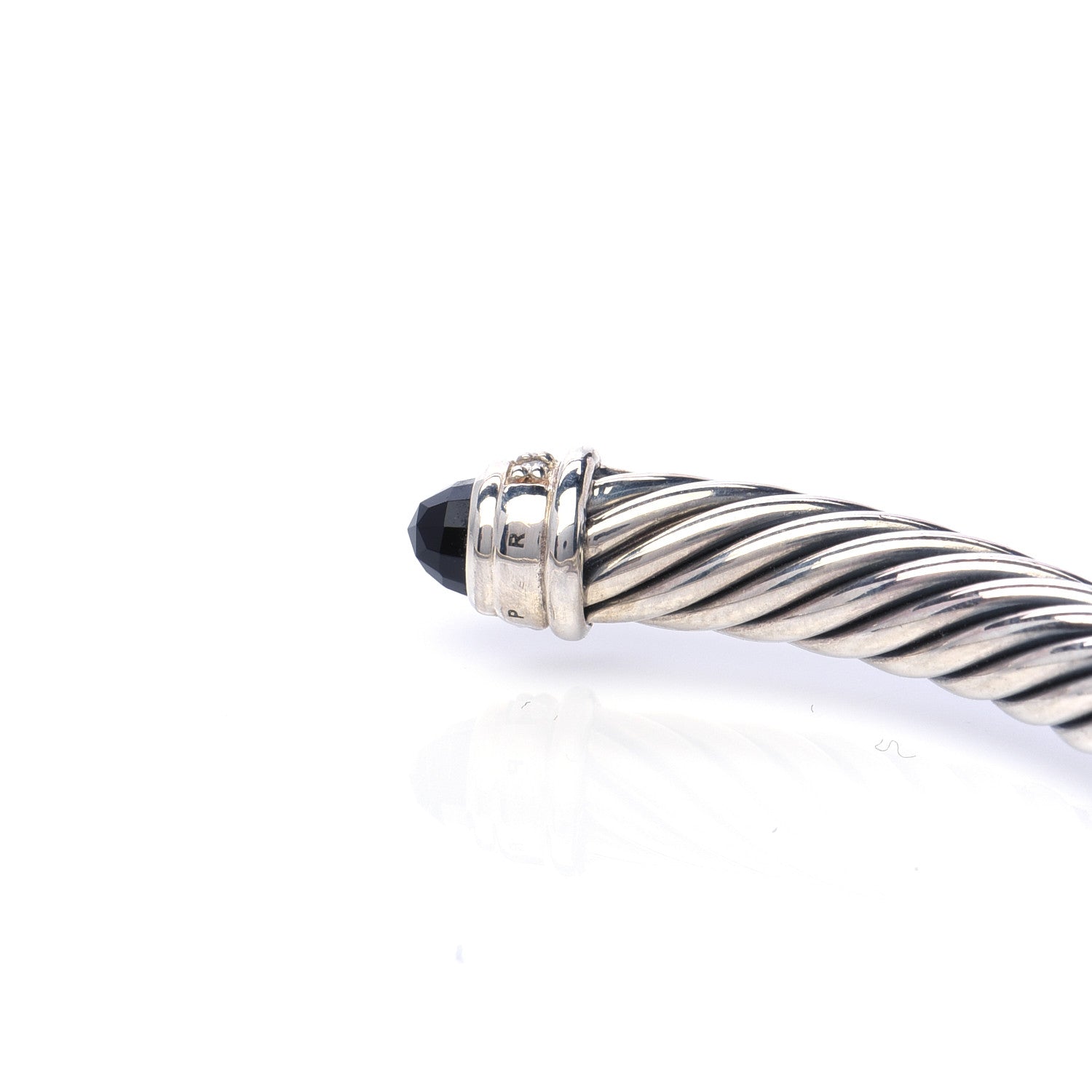 David Yurman Sterling Silver Diamond Black Onyx 5mm Cable Classics Bracelet 5 of 5