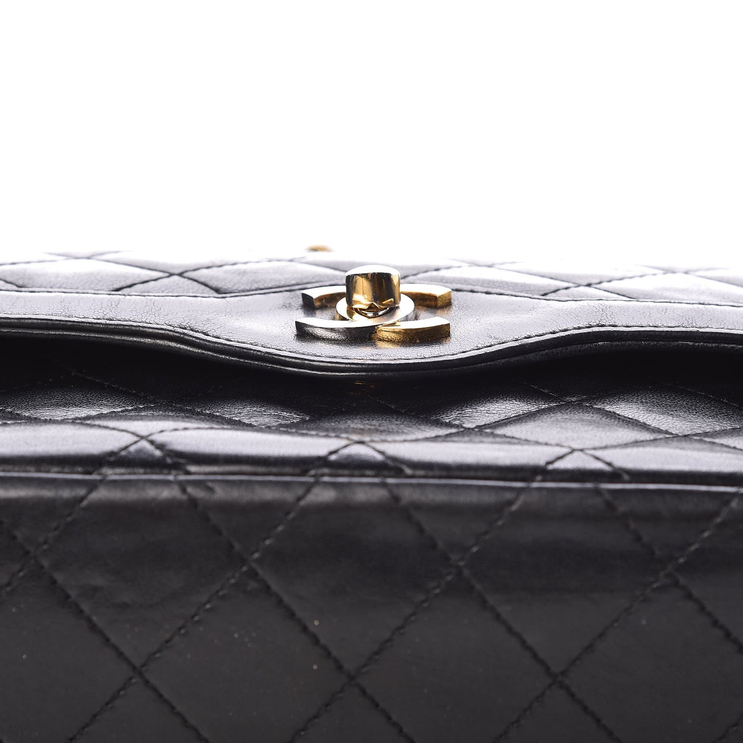 Lambskin Quilted Medium Double Flap Black