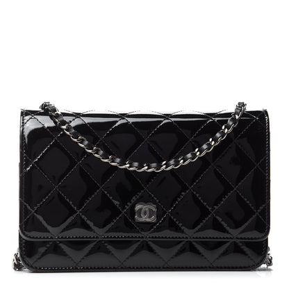 Chanel Patent Quilted Wallet On Chain WOC Black 1 of 13