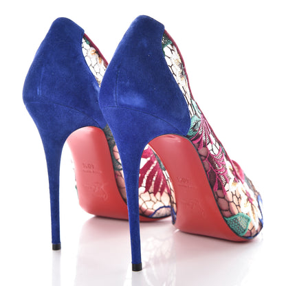 Christian Louboutin Lace Veau Velours Florale Follies 100 Pumps 40.5 Multicolor 4 of 10