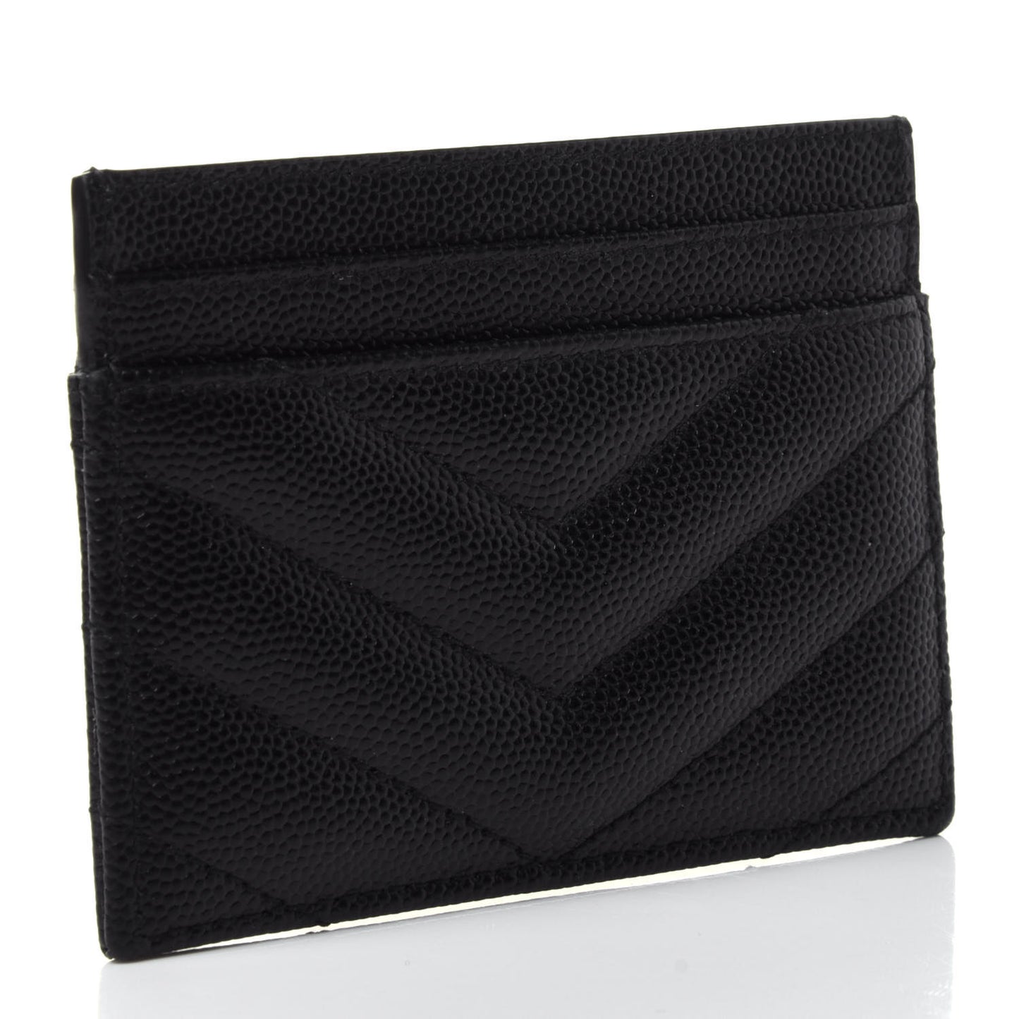 Grain De Poudre Matelasse Chevron Monogram Credit Card Case Black