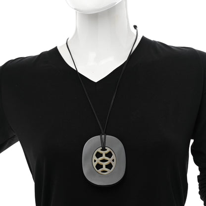 Hermes Buffalo Horn Lacquer Lift Necklace GM Black 2 of 6