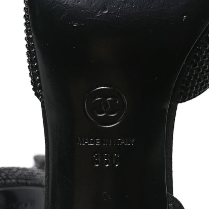Chanel Strass Grosgrain Cap Toe CC Slingback Pumps 38 Black 6 of 7