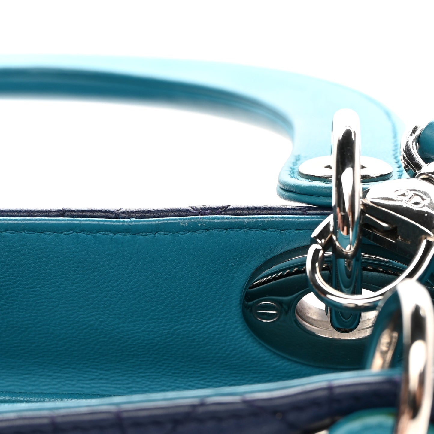 Lambskin Cannage Medium Tri-Color Lady Dior Sapphire Fuchsia Turquoise