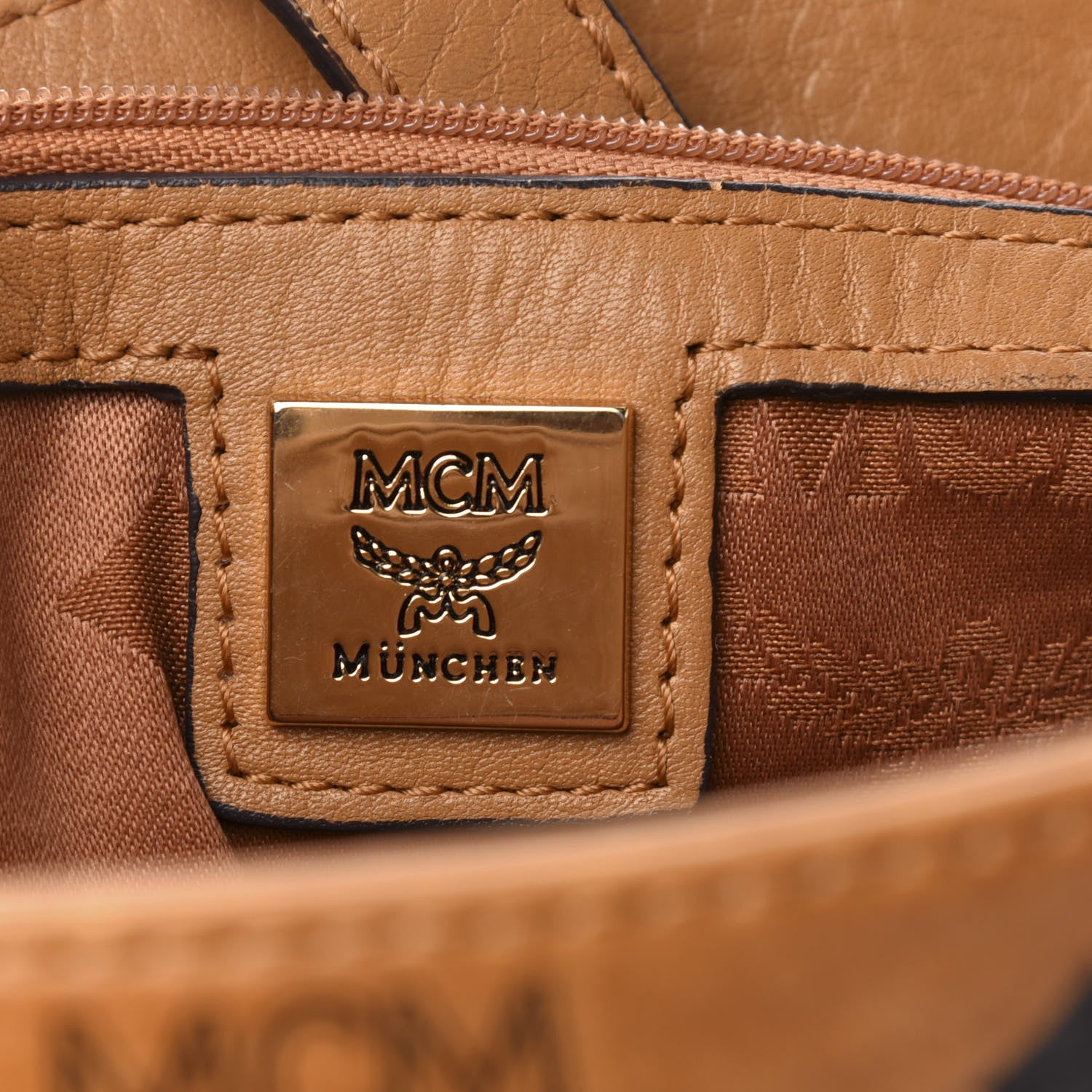 MCM Visetos Top Handle Satchel Cognac 8 of 12