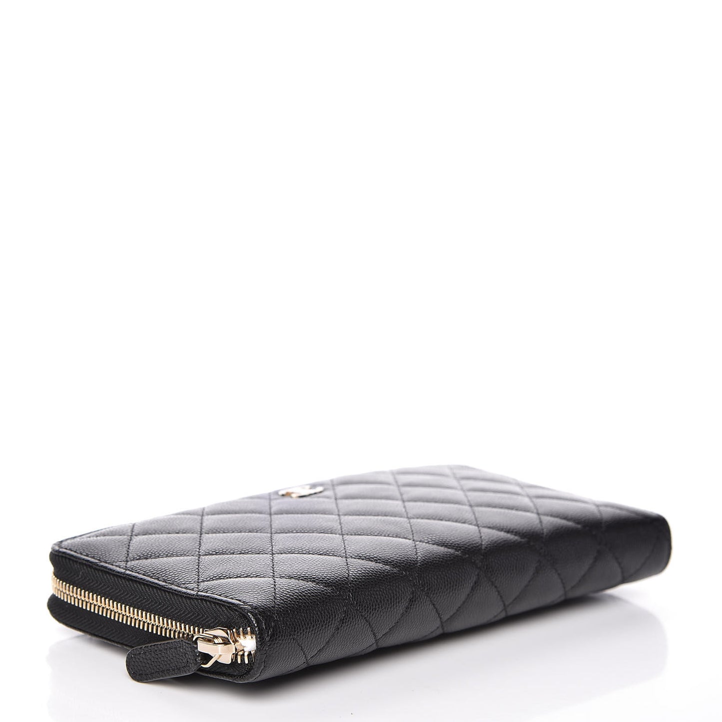 Caviar Quilted Large Zip Around Organizer Wallet Black