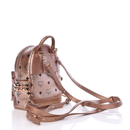 MCM Metallic Visetos Studded X-Mini Bebe Boo Backpack Champagne Gold 3 of 10