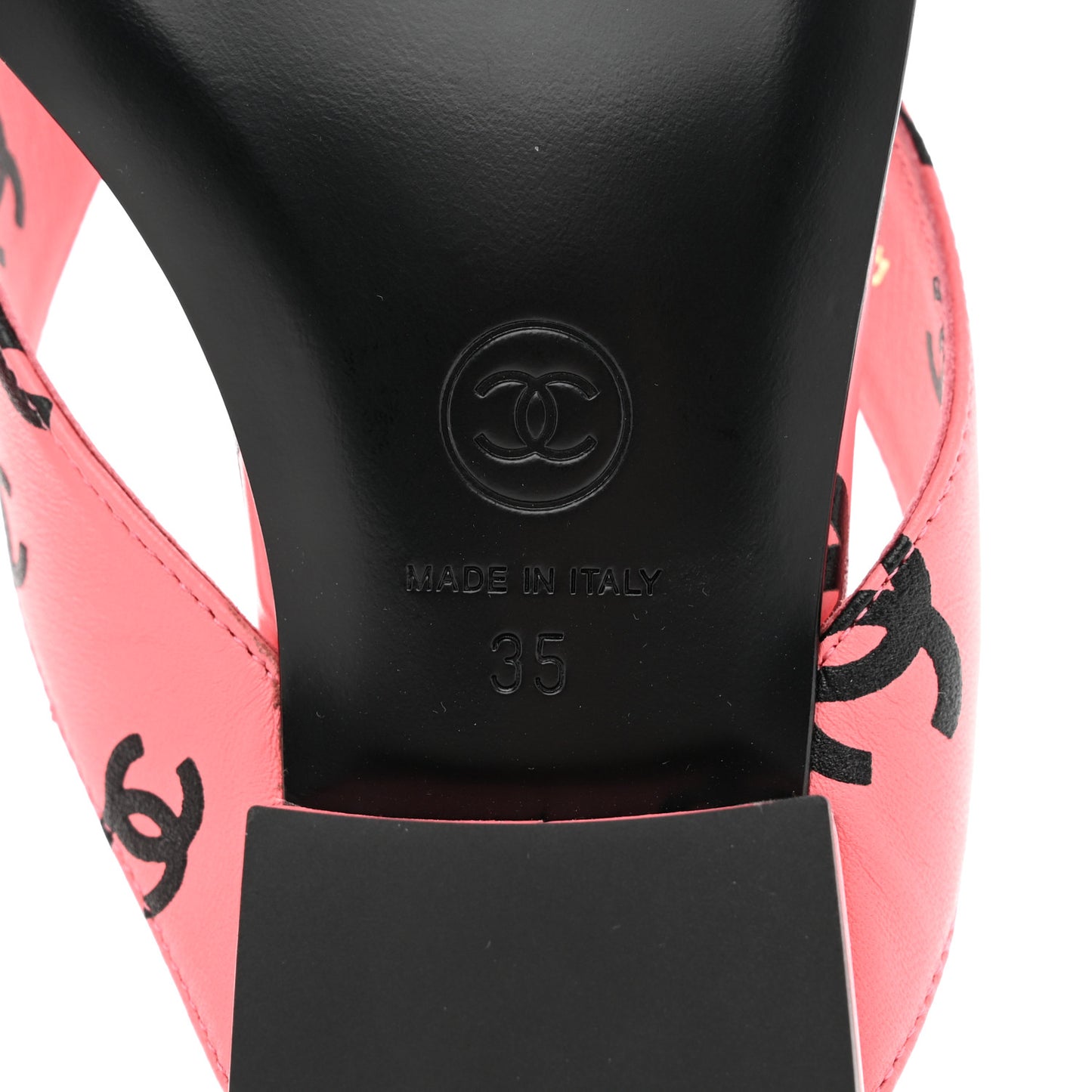 Lambskin Printed CC Thong Sandals 35 Pink Black