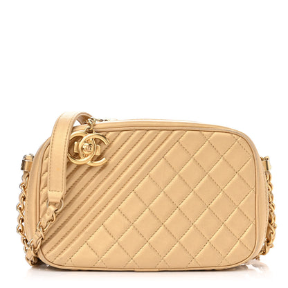 Chanel Metallic Lambskin Quilted Small Coco Boy Camera Case Gold 1 of 15