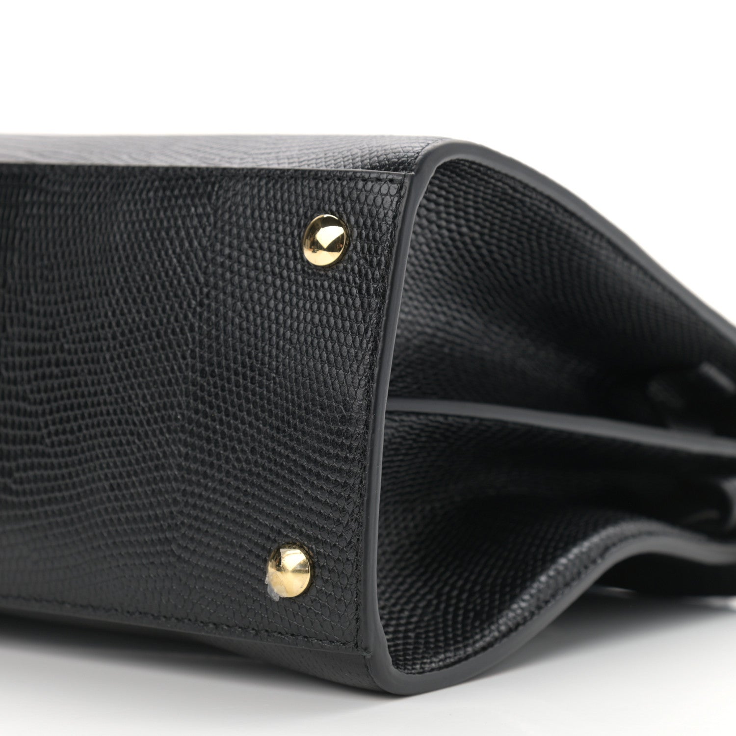 Burberry Deerskin Suede Lizard Embossed Calfskin Medium Title Bag Black 10 of 11