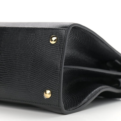 Burberry Deerskin Suede Lizard Embossed Calfskin Medium Title Bag Black 10 of 11