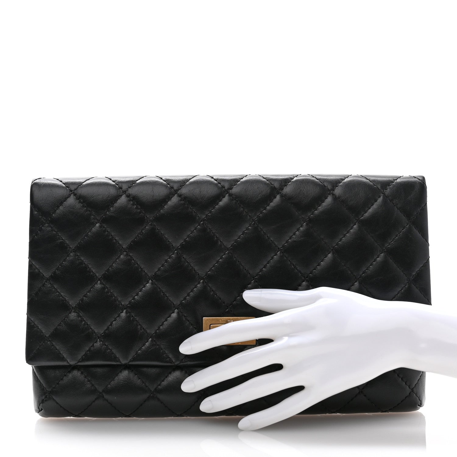 Chanel Aged Calfskin Quilted Reissue 2.55 Clutch Black 2 of 7