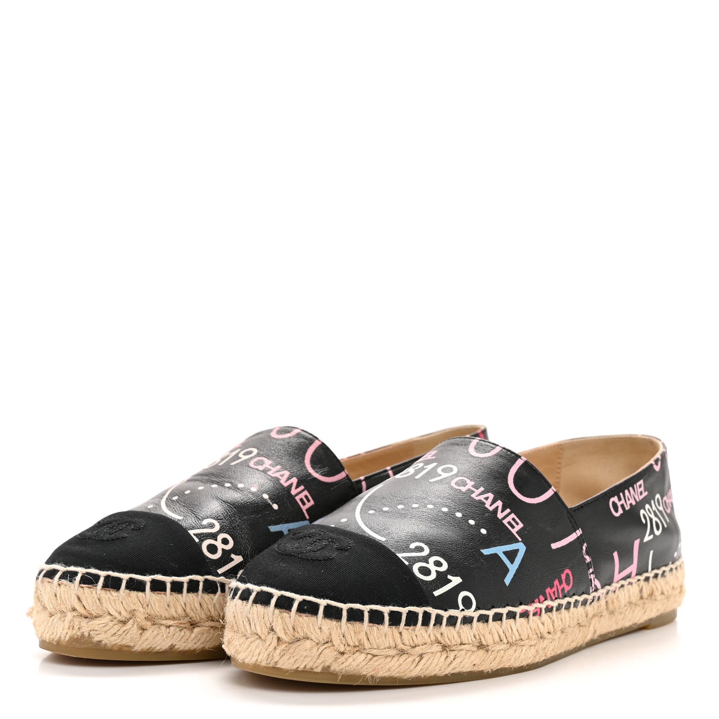 Lambskin Grosgrain Printed Espadrilles 37 Multicolor Black