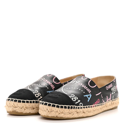 Chanel Lambskin Grosgrain Printed Espadrilles 37 Multicolor Black 4 of 11