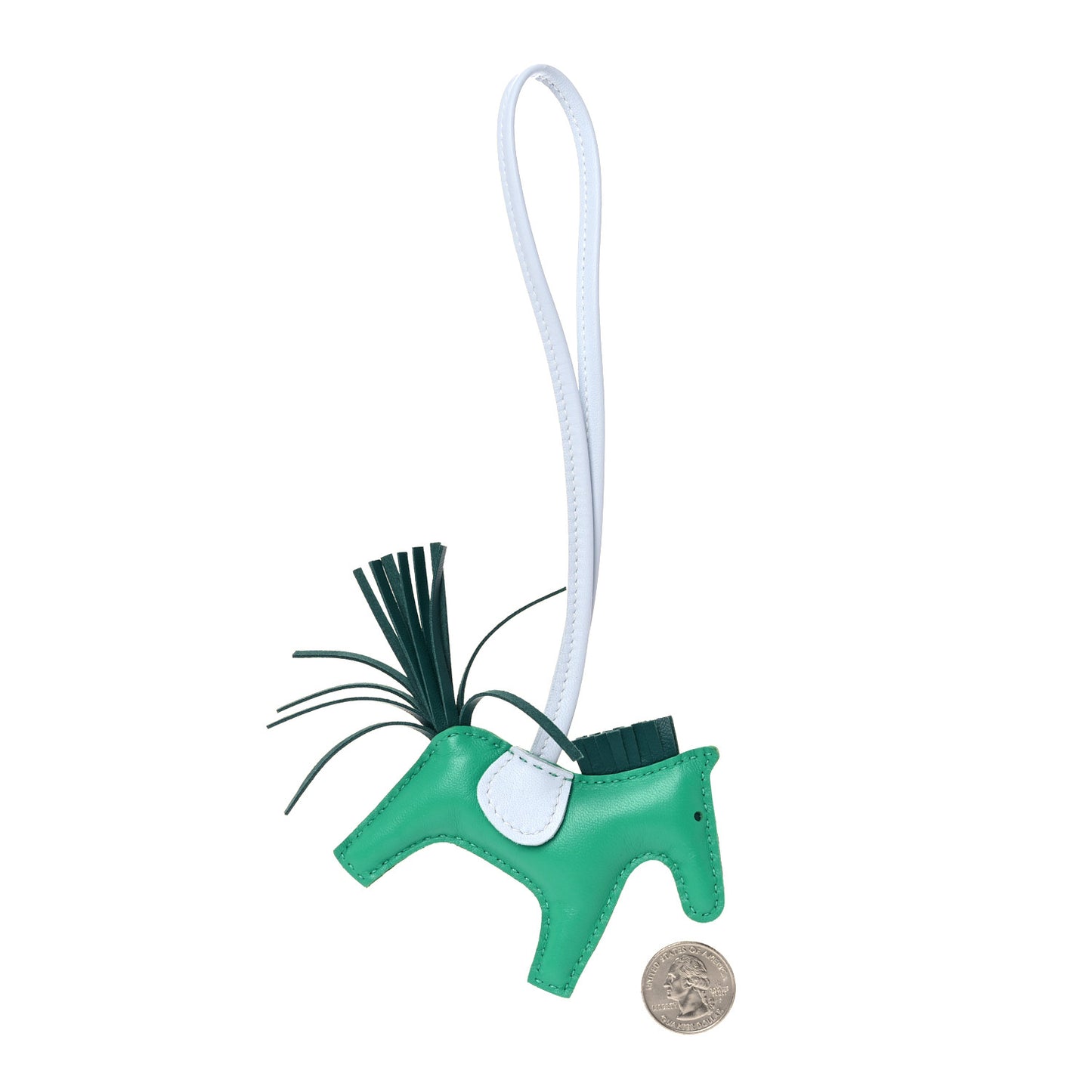 Milo Lambskin Grigri Rodeo Horse Bag Charm PM Menthe Malachite Brume