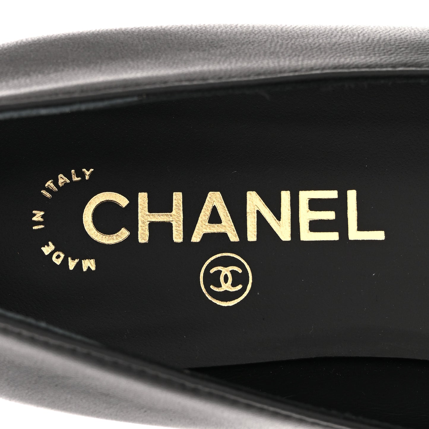 Lambskin Patent Cap Toe Camellia Ballerina Flats 38 Black