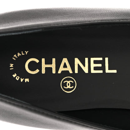 Chanel Lambskin Patent Cap Toe Camellia Ballerina Flats 38 Black 7 of 10