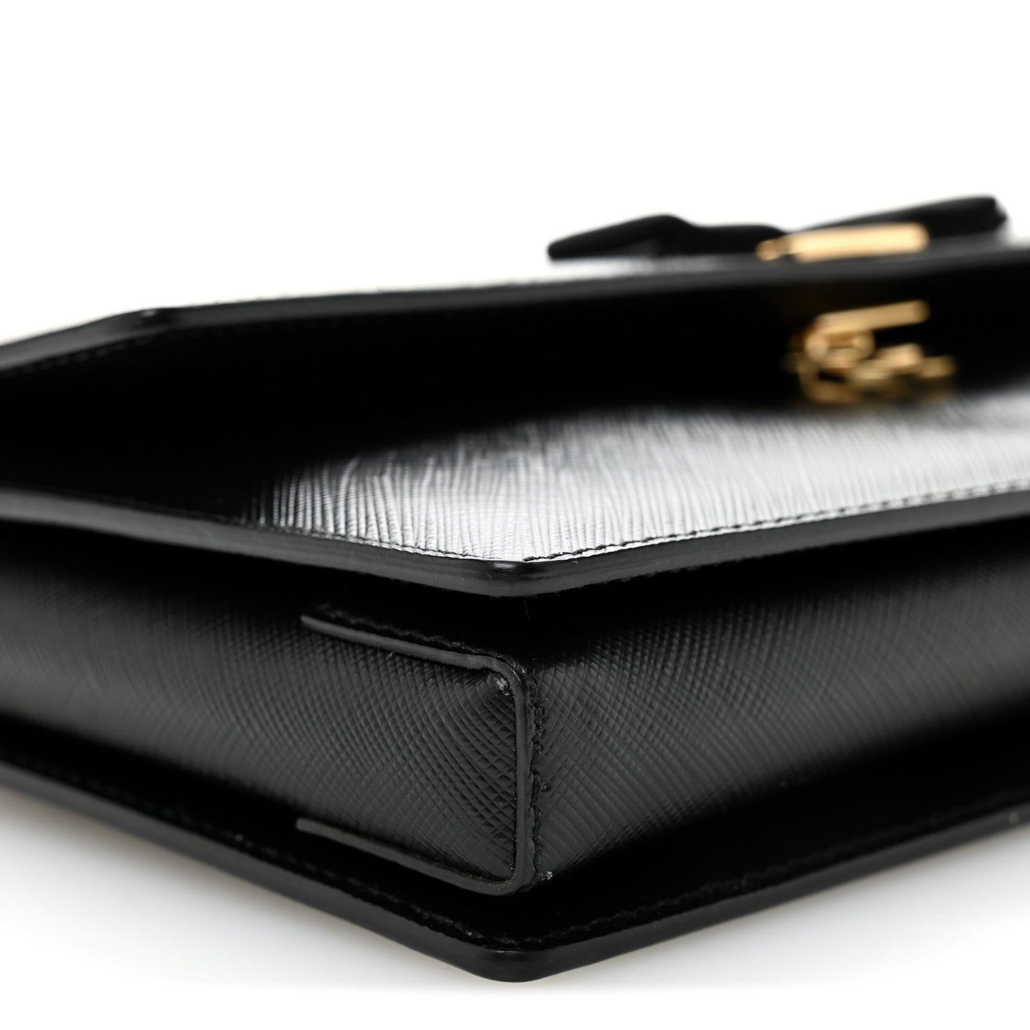 Salvatore Ferragamo Printed Calfskin Vara Bow Chain Flap Crossbody Black 8 of 10