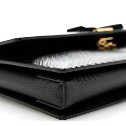 Salvatore Ferragamo Printed Calfskin Vara Bow Chain Flap Crossbody Black 8 of 10