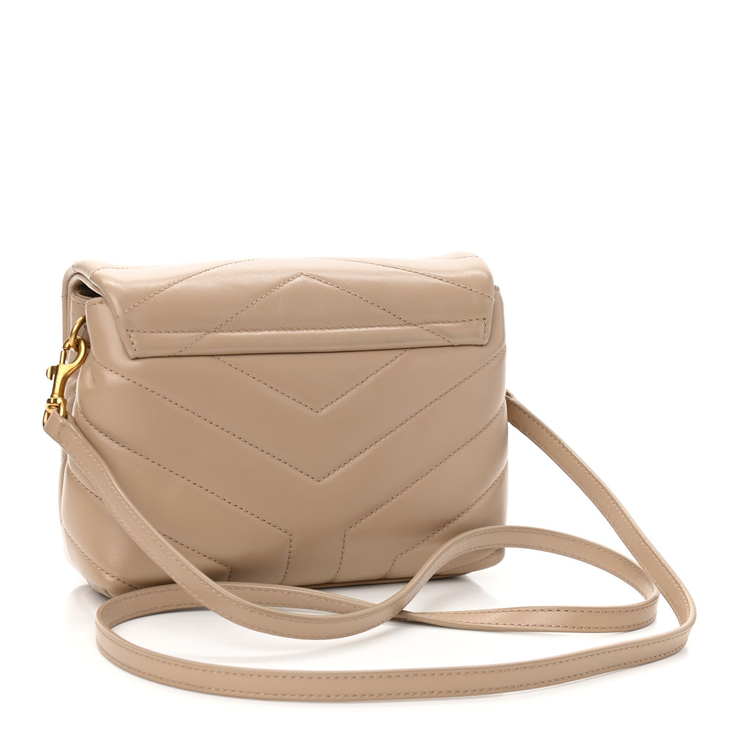 Saint Laurent Calfskin Y Quilted Monogram Toy Loulou Crossbody Bag Latte 2 of 10