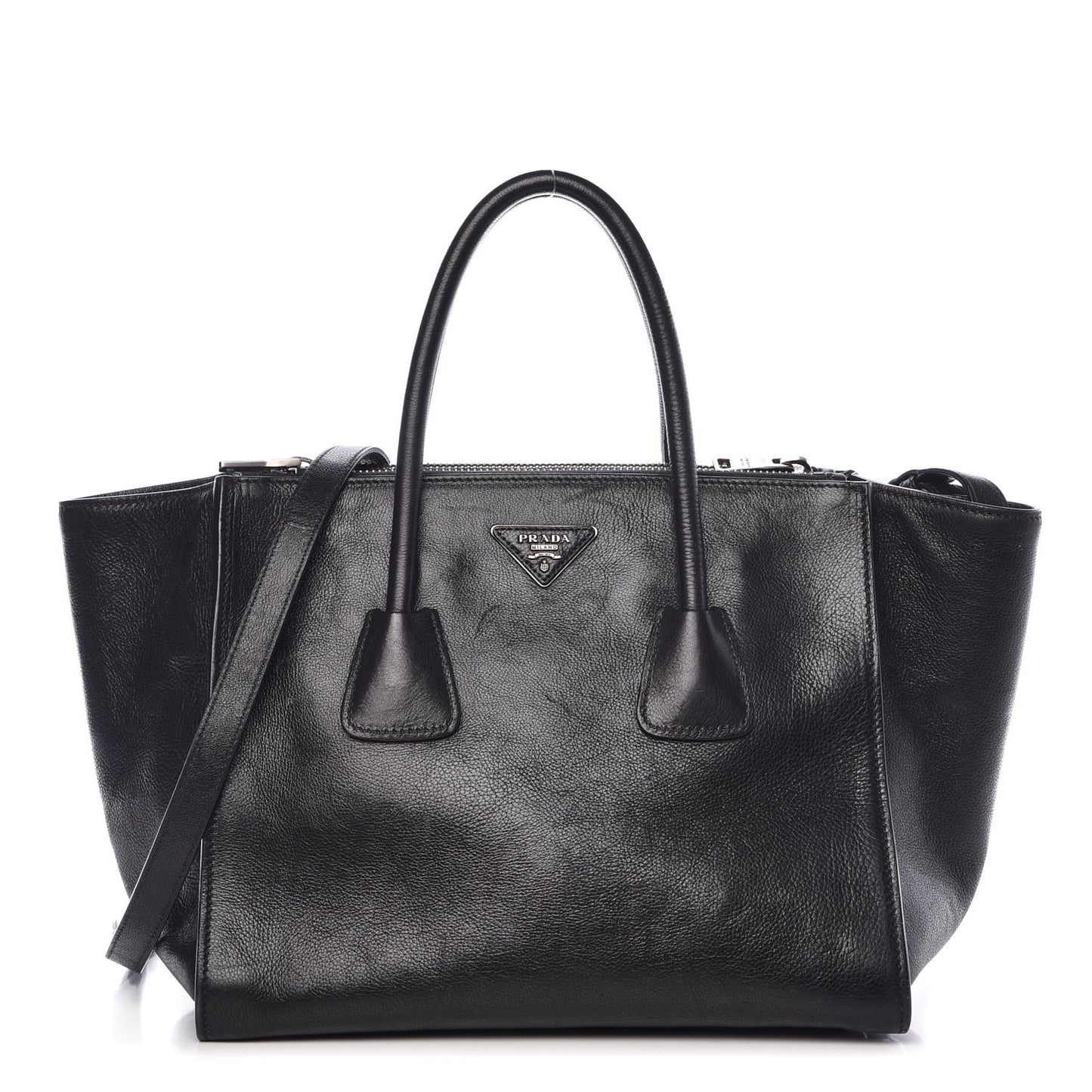 Glace Calf Twin Pocket Tote Black