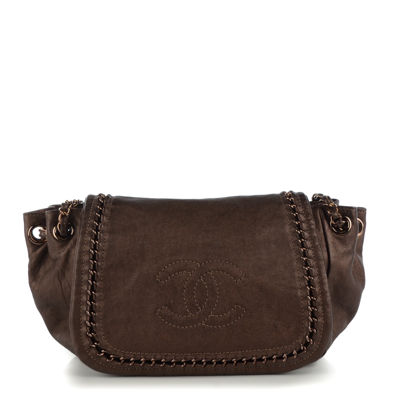 Chanel Metallic Goatskin Luxe Ligne Flap Bronze 1 of 7